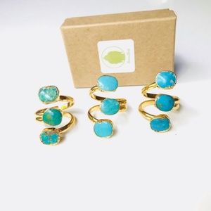 Gold plated sediment jasper tripple stone ring